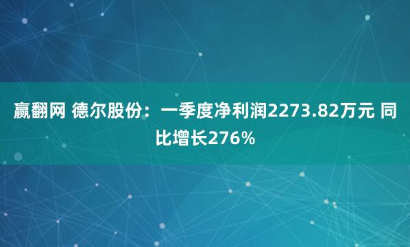 赢翻网 德尔股份：一季度净利润2273.82万元 同比增长276%