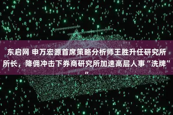 东启网 申万宏源首席策略分析师王胜升任研究所所长，降佣冲击下券商研究所加速高层人事“洗牌”